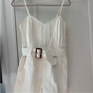 🤍 Show Me Your MuMu Cream Denim Belted Romper